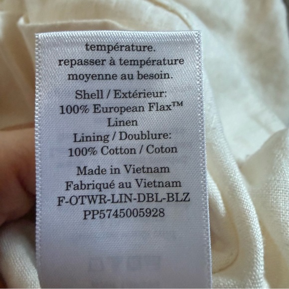 Everlane linen double breasted relaxed fit blazer cream / bone size 0 new - Picture 9 of 10